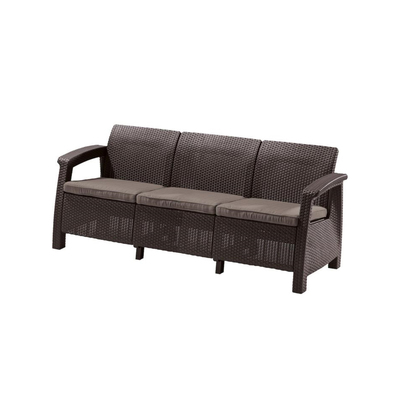 Диван Corfu Love Seat Max, 3-местный, 180 × 70 × 80 см, искусственныйротанг, коричневый (3545204) - Купить по цене от 19 820.00 руб.